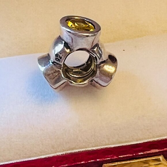 Pandora RETIRED Yellow Bonsai Cat's Eye Charm Sterling Silver - Picture 3 of 7